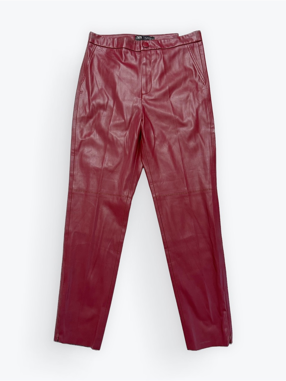 Zara Wine Faux Leather High-Rise Pants